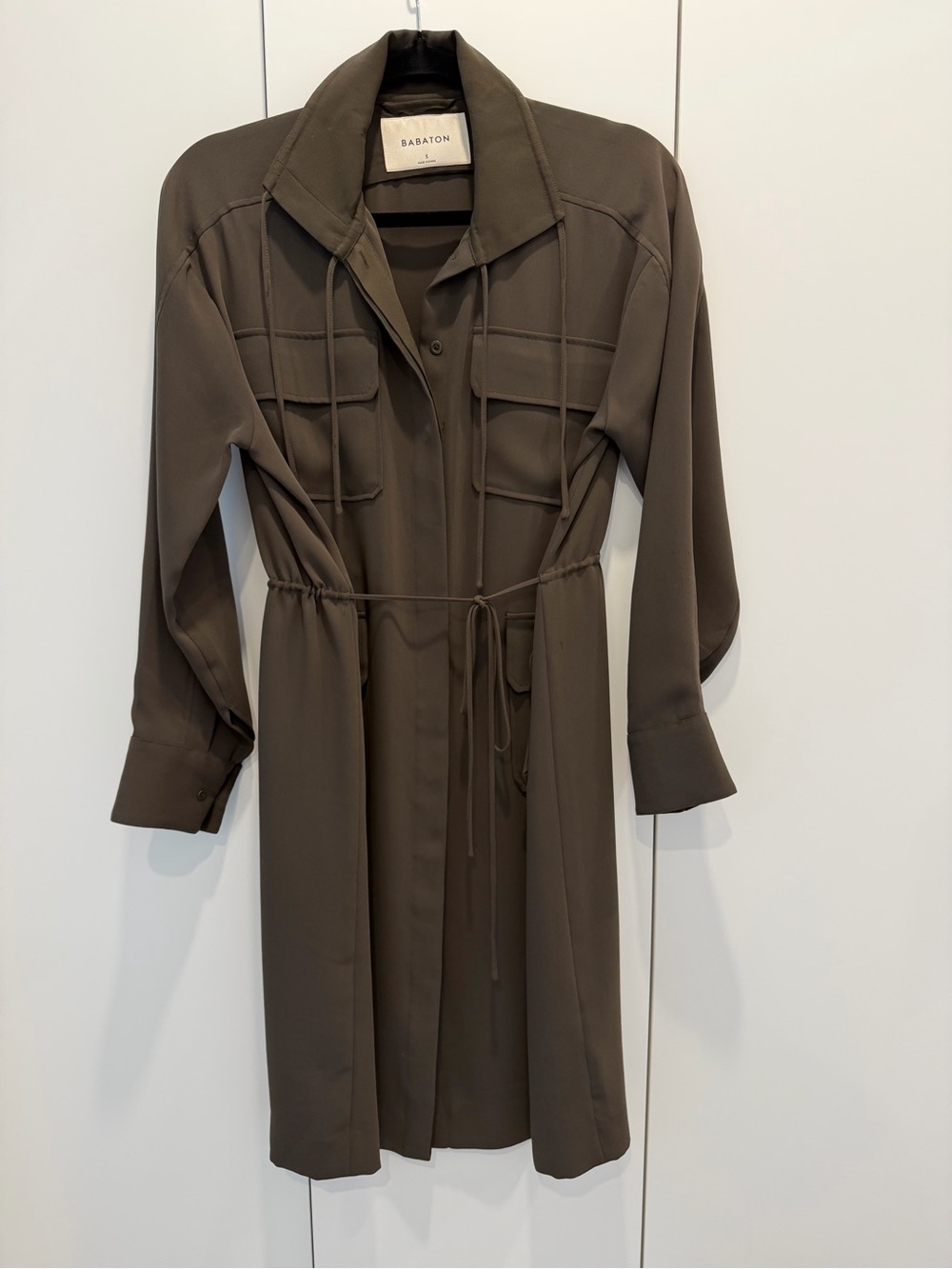 Babaton Howitt Olive Utility Shirt Dress, size S